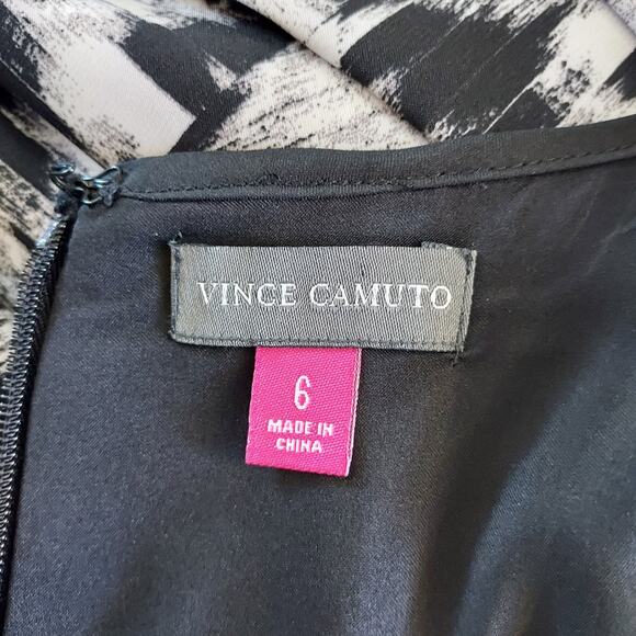 Vince Camuto Black & White Pleated Sheath Dress Size 6 - Picture 14 of 15